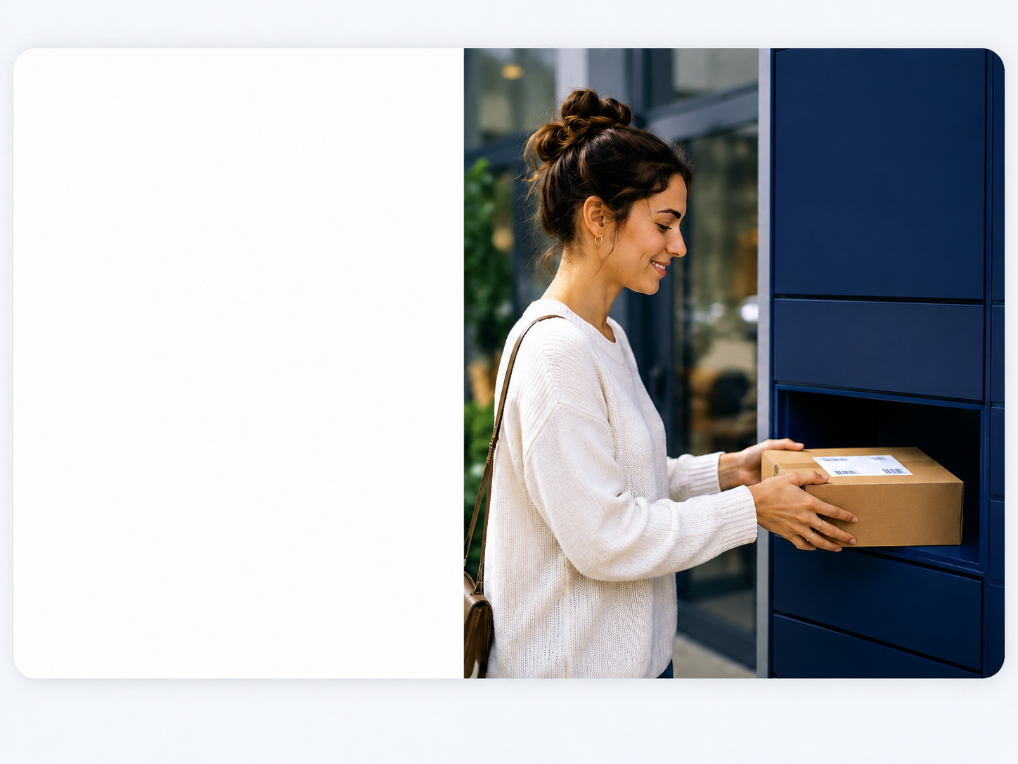 Shopper retrieving a parcel from a carrier locker.